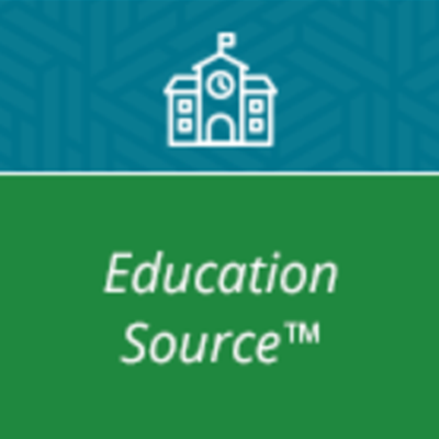 Text: Education Source; Building with flag on top icon