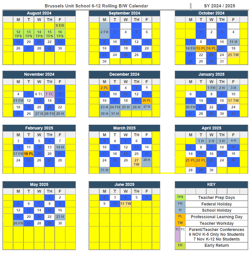 Blue and White rotating blue and white schedule